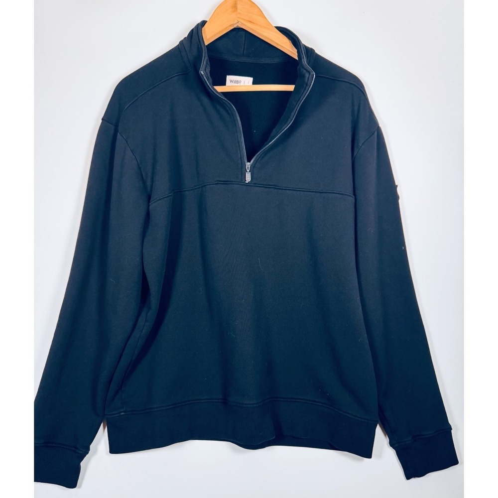 WillBo Sweatshirt Mens Large Black Quarter Zip Pullover Minimalist Made in USA - Picture 3 of 11